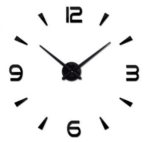 Samolepící hodiny na stěnu černé 80-120cm